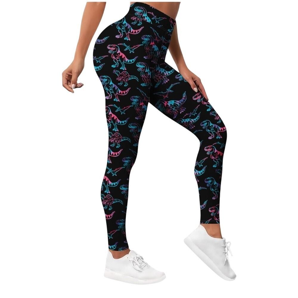 PAGYMO Leggings for Women Printed Funny Gym Womens Yoga Pants Dinosaur Legging